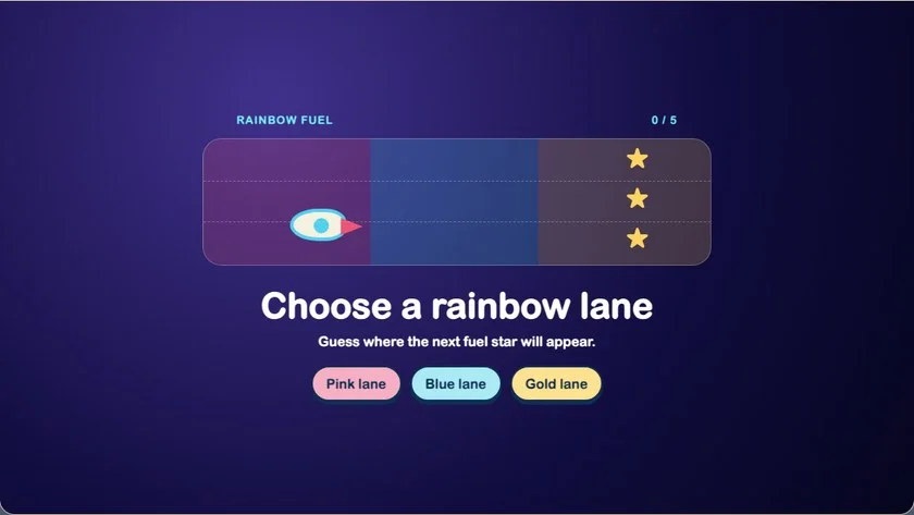The rocket race game Milo’s sentence turned into